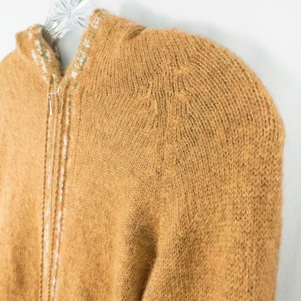The Alpaca Connection Handmade Full Zip Hooded Sweater Medium* Tan Boho Granola - Picture 8 of 16